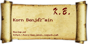 Korn Benjámin névjegykártya